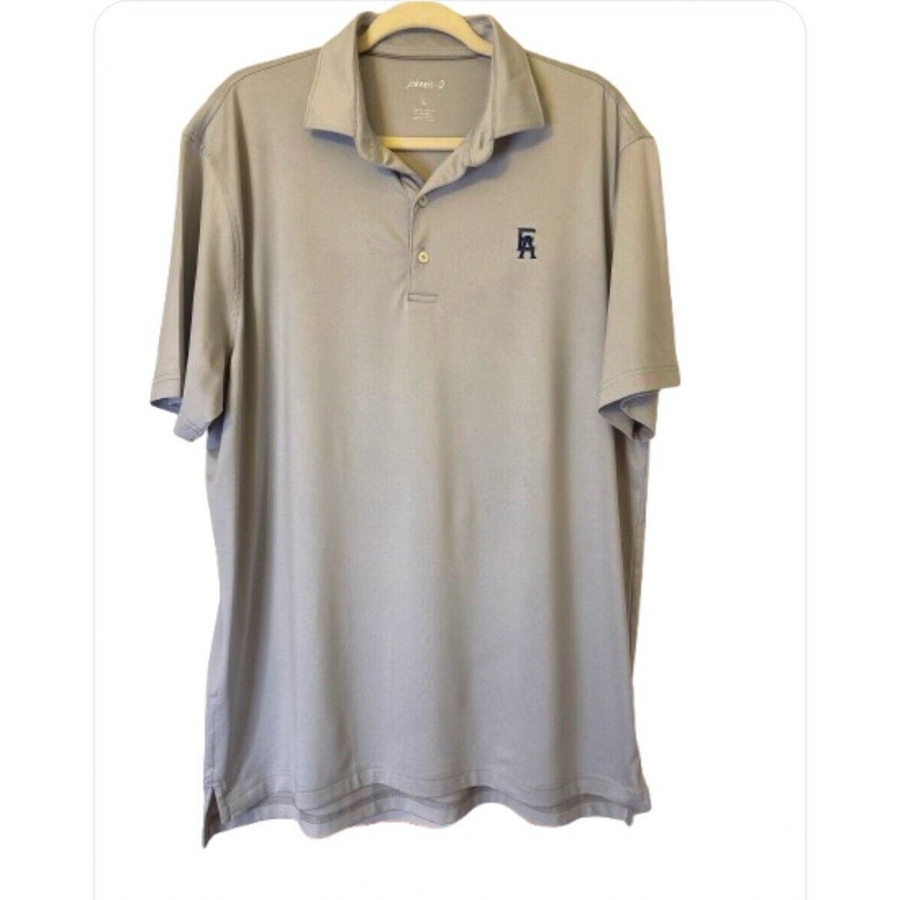 Johnnie-O Prep-formance Gray Short Sleeve Polo Golf Shirt Mens Large UPF 50‎